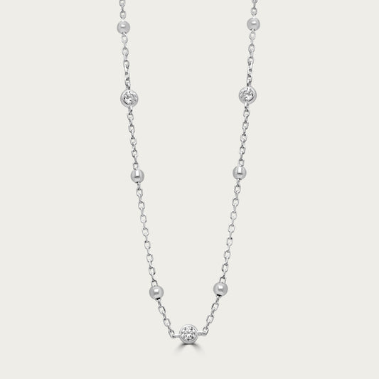 The Beaded Bezel CZ Station Necklace