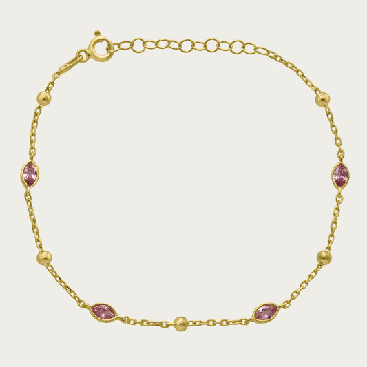 The Beaded Bezel Marquis CZ Station Bracelet