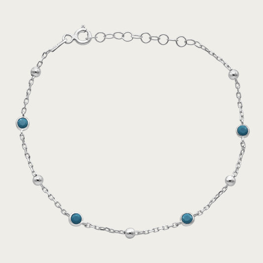 The Beaded Turquoise Bezel Station Bracelet