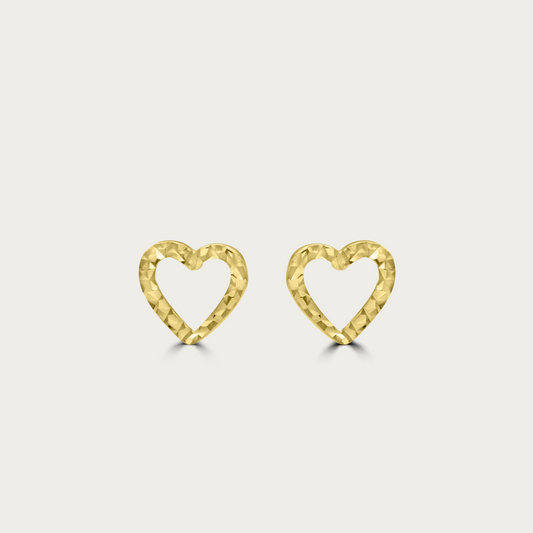 The Diamond Cut Heart Contour Studs