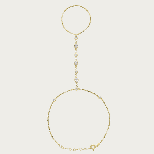 The Pear and Round Bezel CZ Handchain