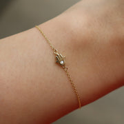 The Dainty Hamsa with Single CZ Bracelet