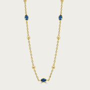 The Beaded Bezel Marquis CZ Station Necklace