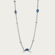 The Beaded Bezel Marquis CZ Station Necklace