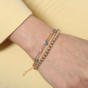 The Beaded Bezel Marquis CZ Station Bracelet