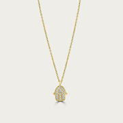 The Mini Pave Hamsa Necklace