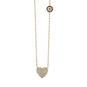 The Pave Heart Necklace With Evil Eye