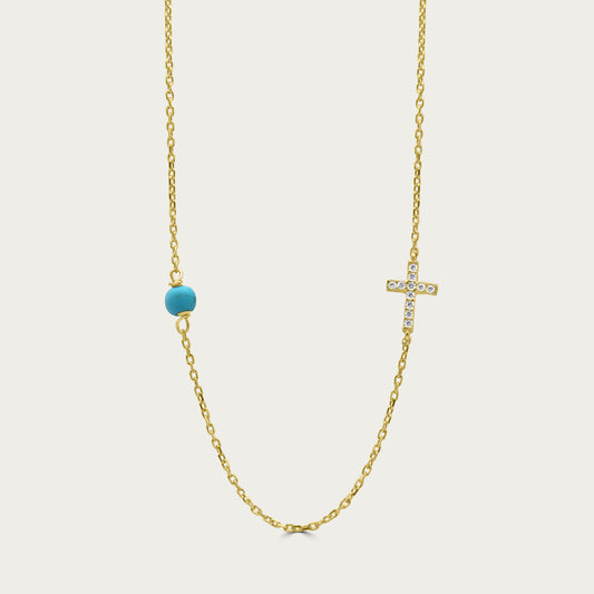 The Lucky Blue Bead and Cross Necklace