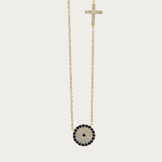 The Large Pave Evil Eye and Cross Necklace