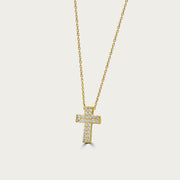 The Double Row Pave Cross Necklace