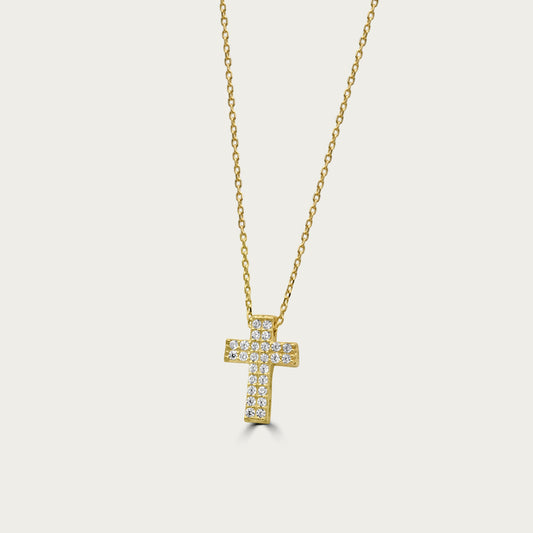 The Double Row Pave Cross Necklace