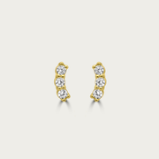 The Dainty Three Stone Curve Studs