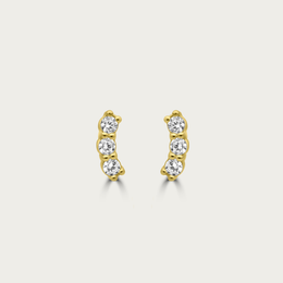 The Dainty Three Stone Curve Studs