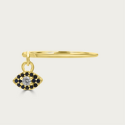 The Half Pave Evil Eye Charm Ring