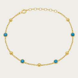 The Beaded Turquoise Bezel Station Bracelet