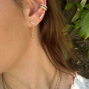 The Dainty Three Stone Curve Studs