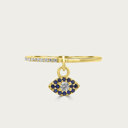 The Half Pave Evil Eye Charm Ring