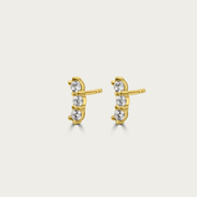The Dainty Three Stone Curve Studs