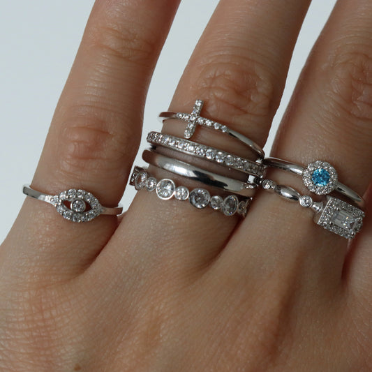 The Petite Aquamarine Solitaire with Pave Halo