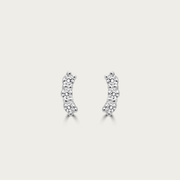 The Dainty Three Stone Curve Studs