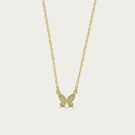 The Pave Mini Butterfly Necklace