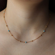The Beaded Turquoise Bezel Station Necklace