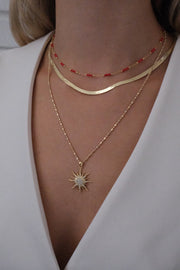 The Coral Glass Beaded Necklace