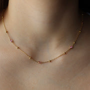 The Beaded Bezel Marquis CZ Station Necklace