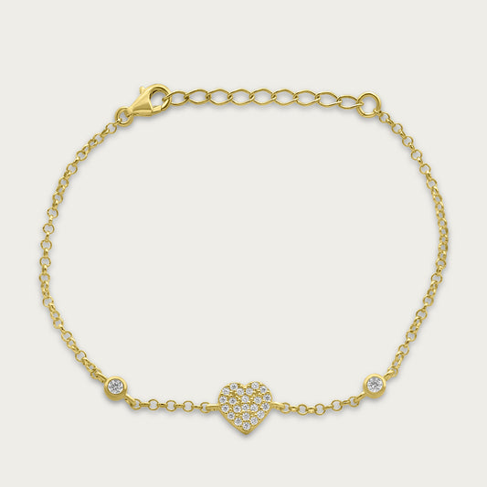 The Pave Heart Bracelet with Bezel CZ