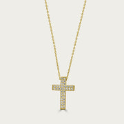 The Double Row Pave Cross Necklace