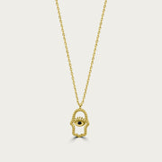The Mini Hamsa Contour Necklace with Eye