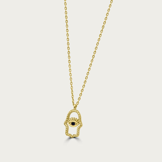 The Mini Hamsa Contour Necklace with Eye