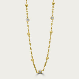 The Beaded Bezel CZ Station Necklace