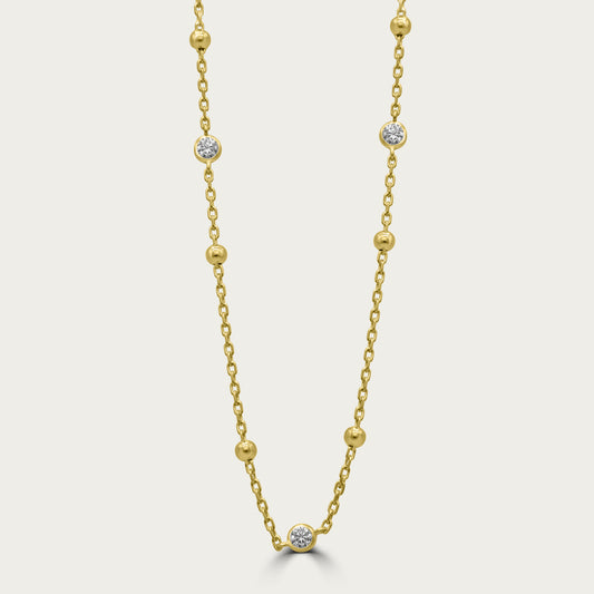 The Beaded Bezel CZ Station Necklace