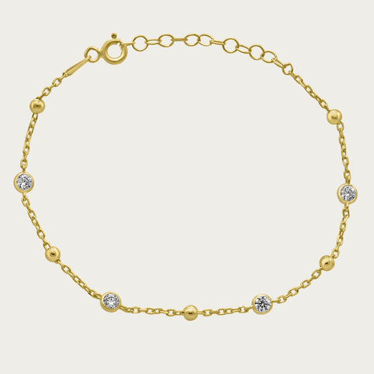 The Beaded Bezel CZ Station Bracelet