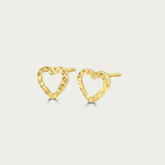 The Diamond Cut Heart Contour Studs