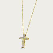 The Double Row Pave Cross Necklace