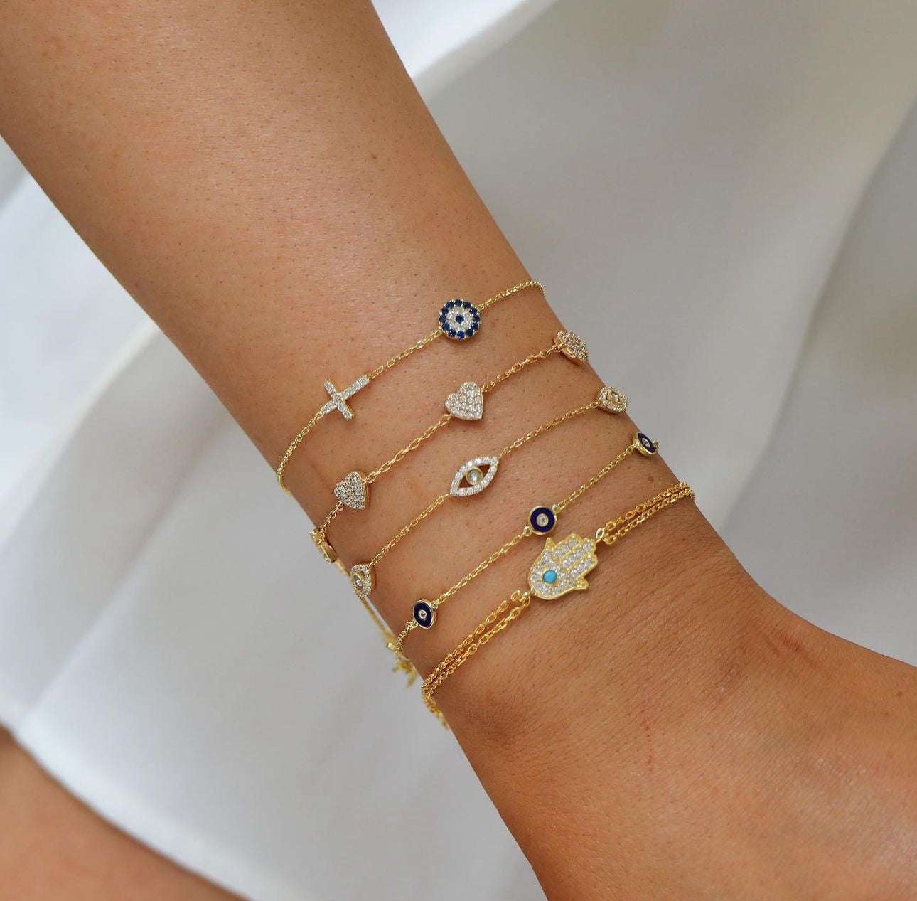 The Small Evil Eye and Cross Bracelet