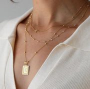 The Beaded Bezel CZ Station Necklace