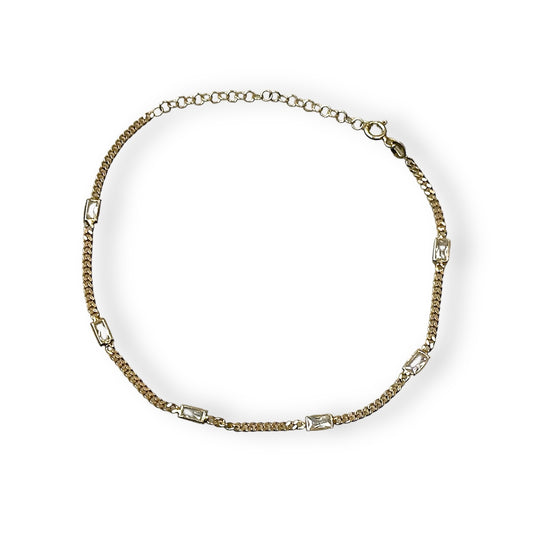 The Baguette Cuban Link Chain Anklet