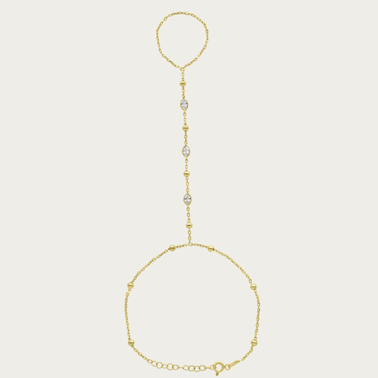 The Beaded Bezel CZ Station Handchain