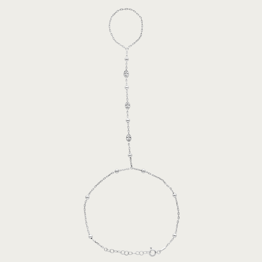The Beaded Bezel CZ Station Handchain