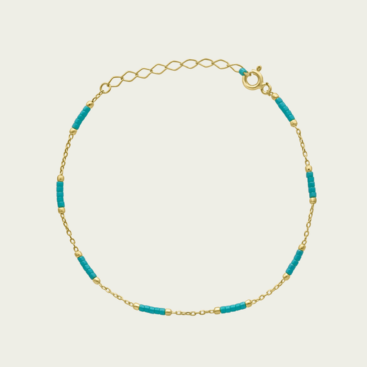 The Turquoise Glass Beaded Bracelet