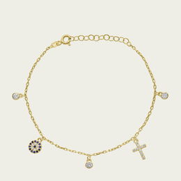 The Evil Eye And Cross Charm Bracelet