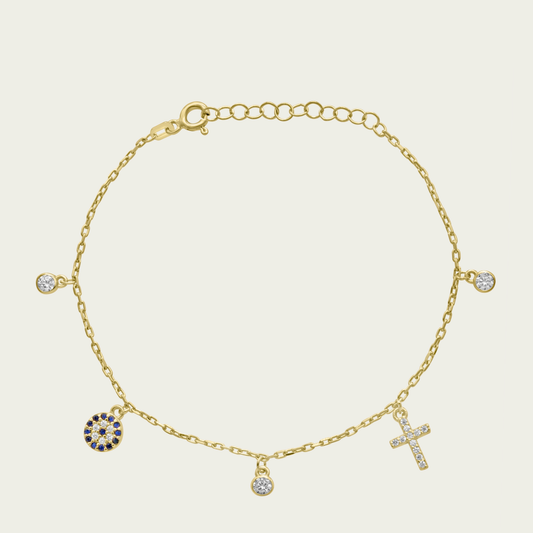 The Evil Eye And Cross Charm Bracelet