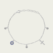 The Evil Eye And Cross Charm Bracelet