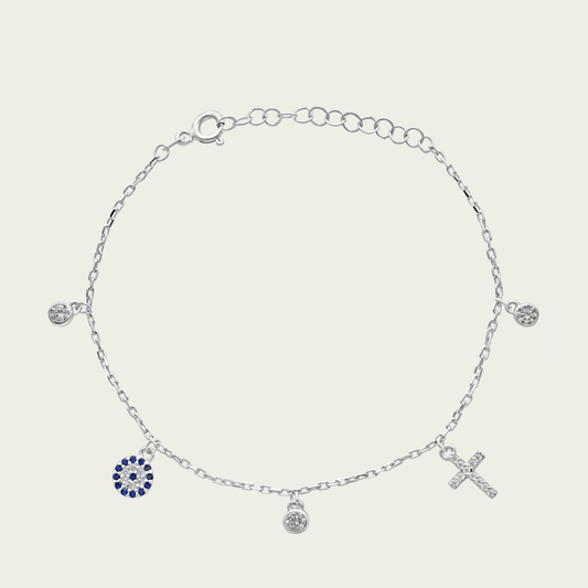 The Evil Eye And Cross Charm Bracelet