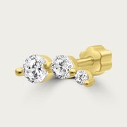 The Graduated Three Stone Curve Stud