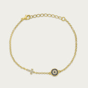 The Puffed Evil Eye and Cross Bracelet