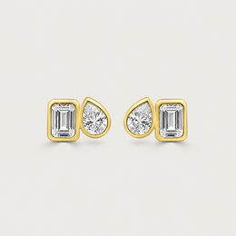 The Bezel Toi et Moi Studs